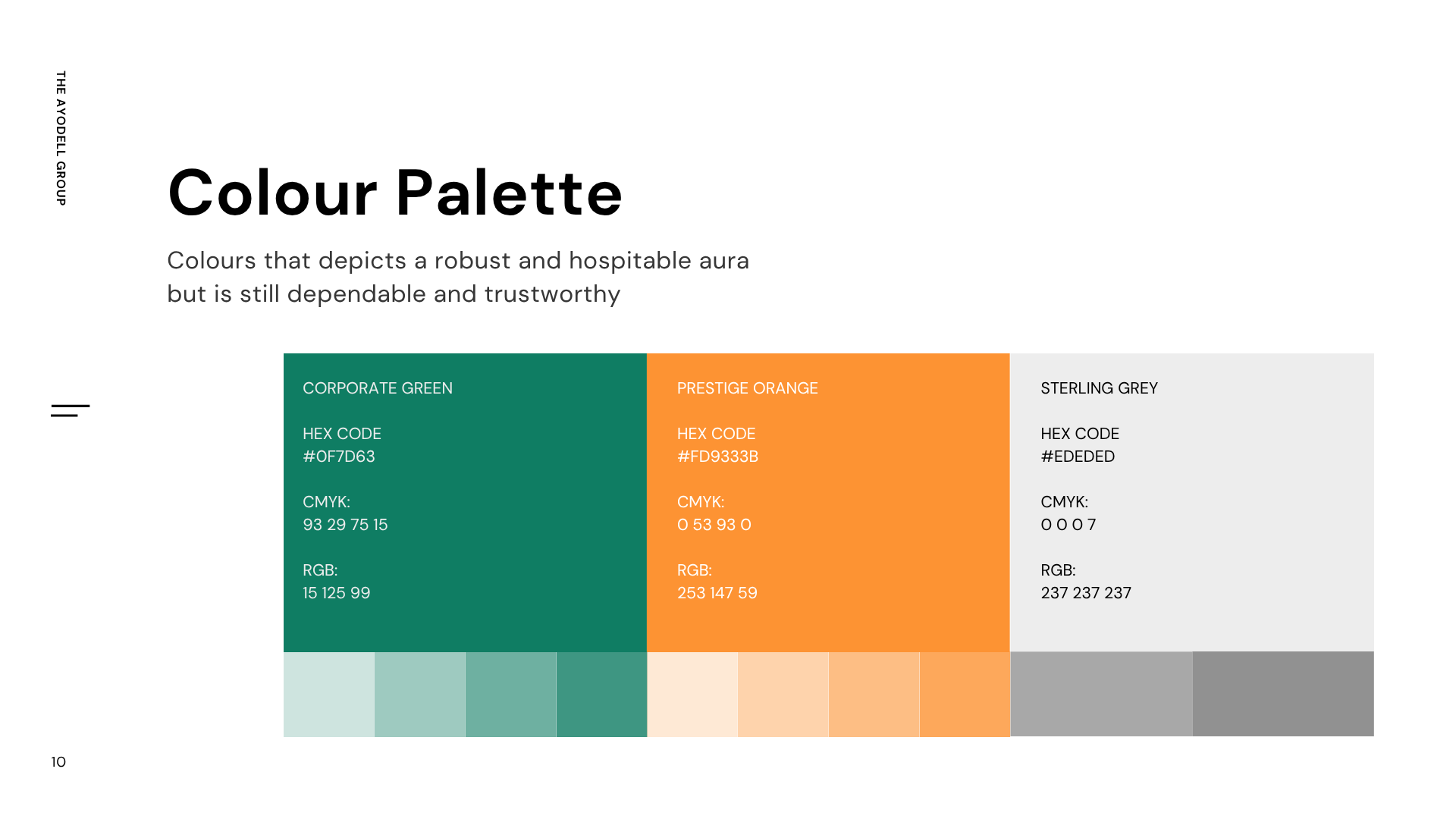 The Ayodell Group colour palette
