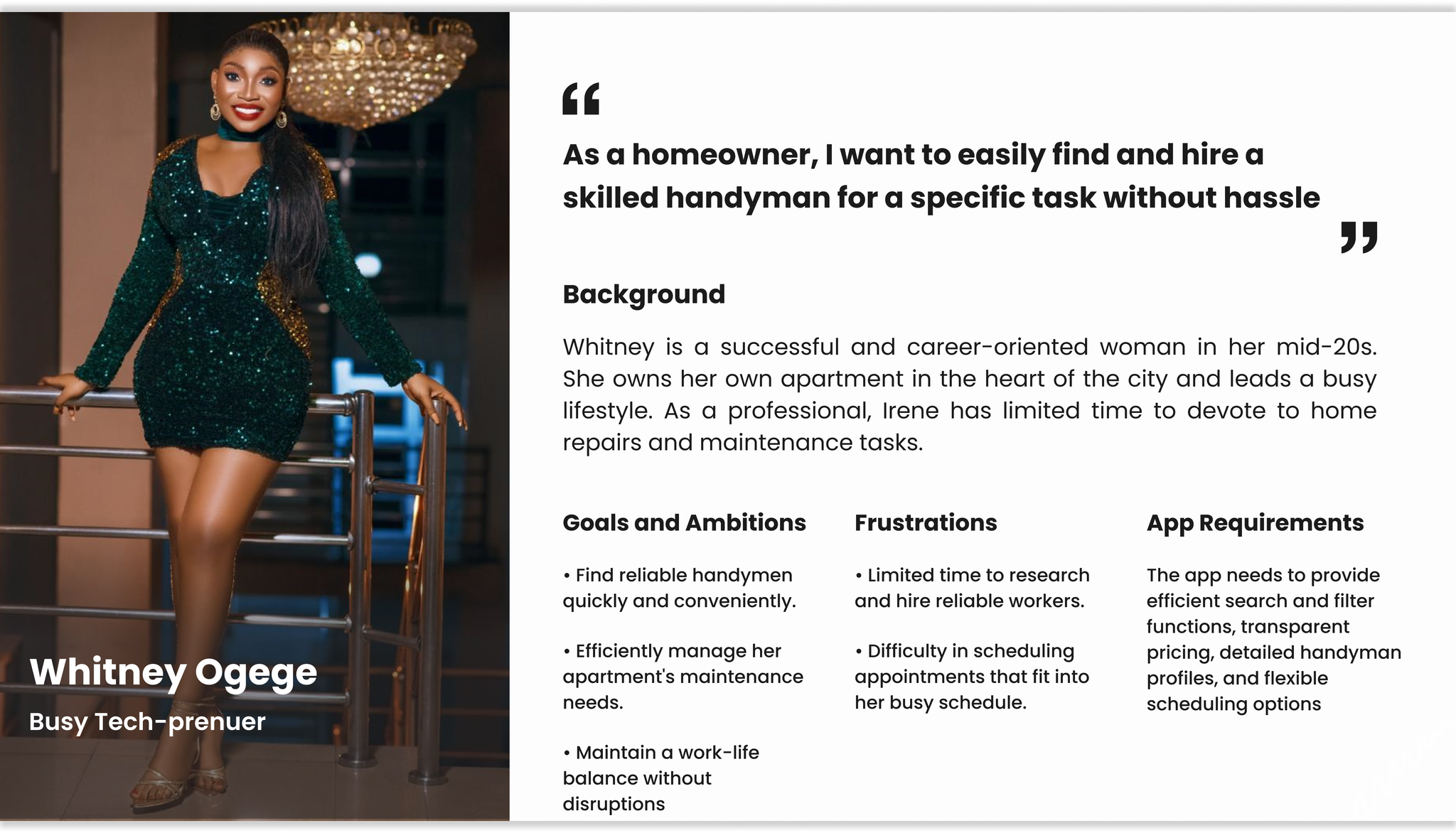 HandyHub persona for a busy working professional