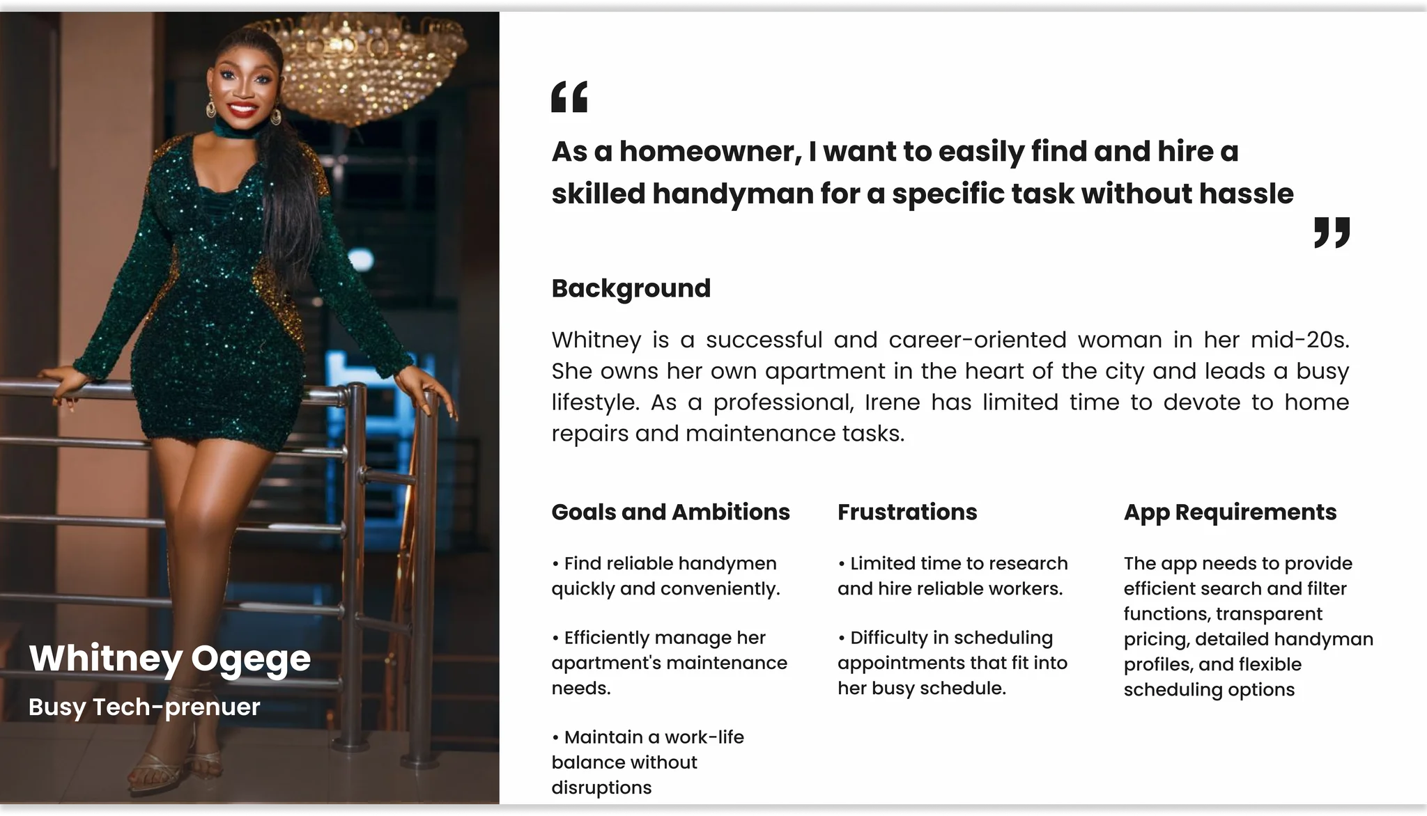 HandyHub persona for a busy working professional