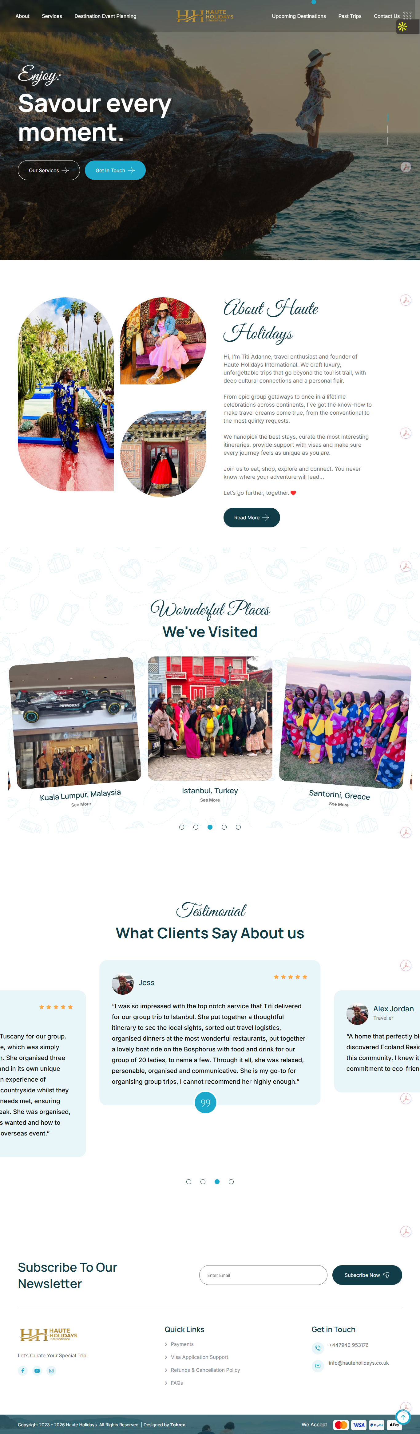 Haute Holidays website screenshot