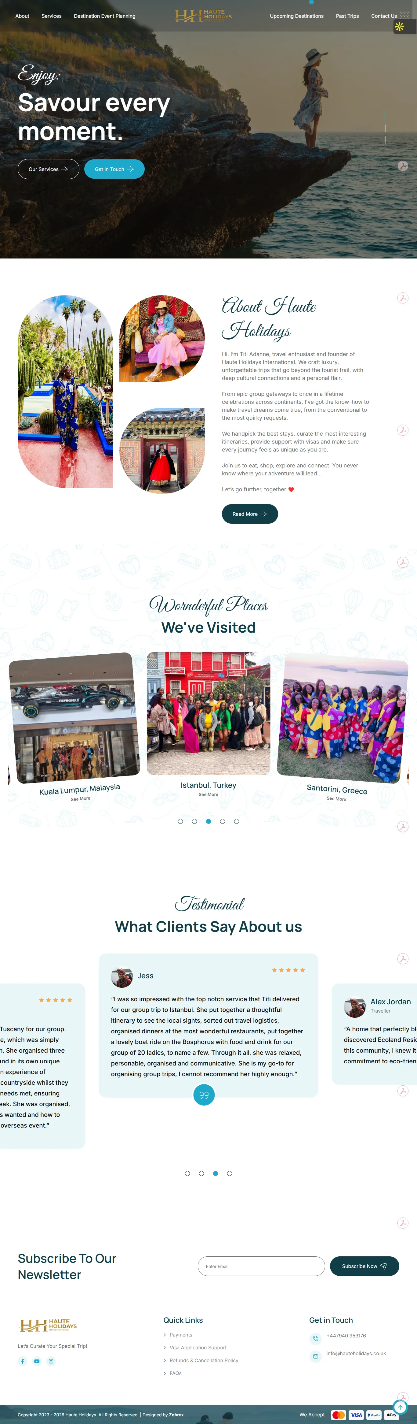 Haute Holidays website screenshot