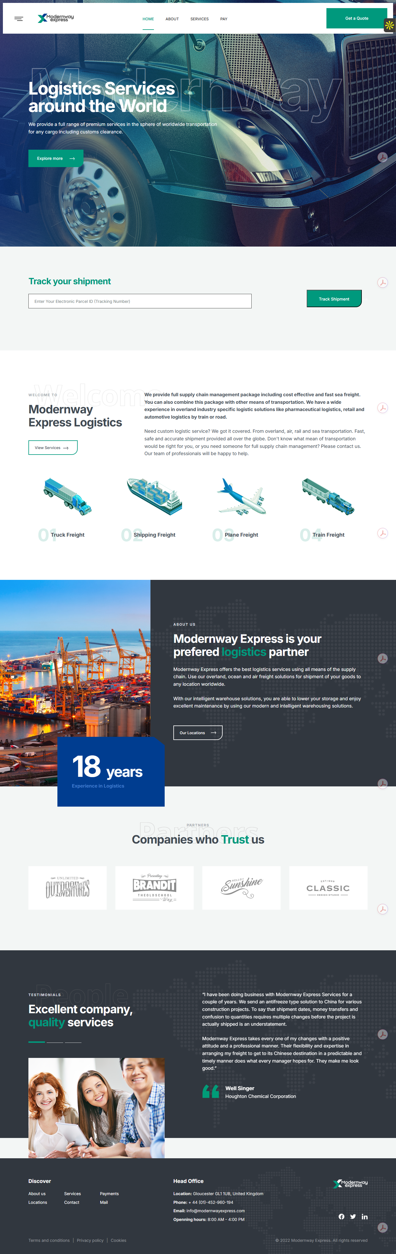 Full-page screenshot of modernwayexpress.com