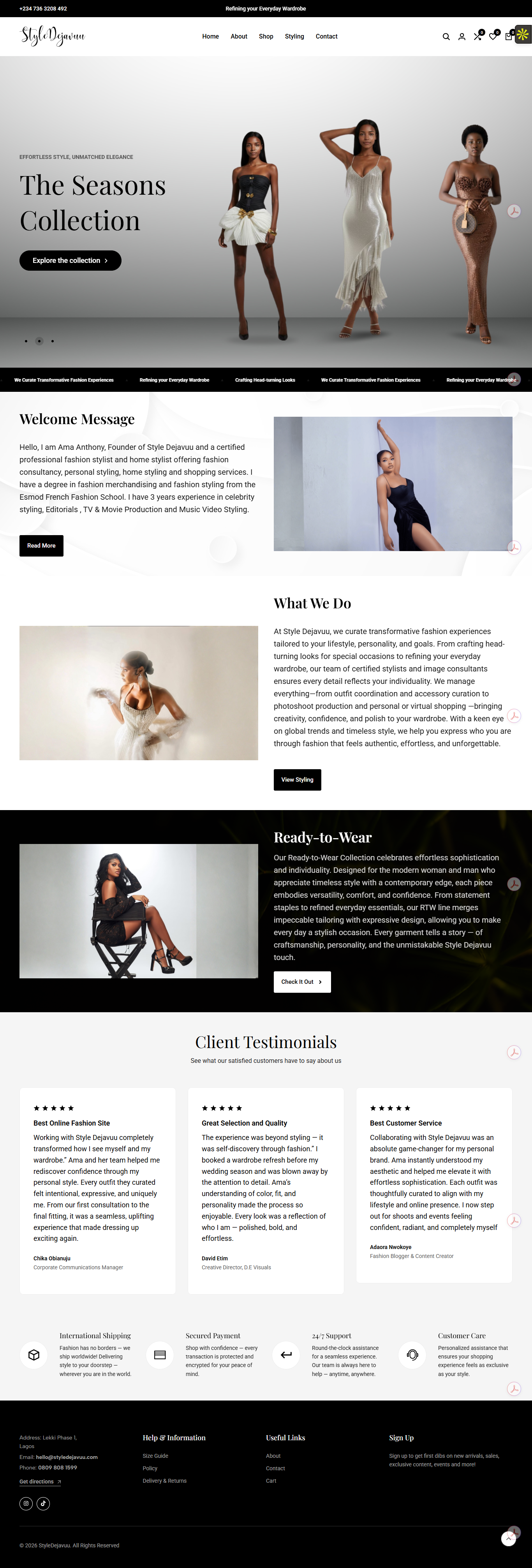 Full-page screenshot of styledejavuu.ng