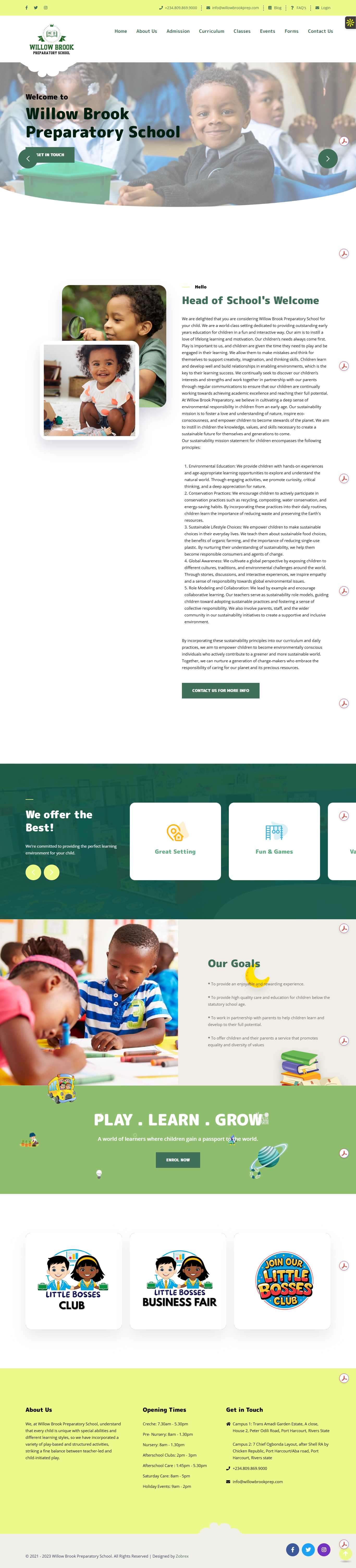 Willowbrook Prep website screenshot